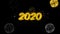 2020 happy new year golden text blinking particles with golden fireworks display