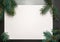 2020 Happy New Year, Merry Christmas decorations flatlay. Green spruce branches top view. Boxing Day banner template