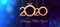 2020 Happy New Year vintage text design with shiny golden numbers and ribbon bows on blue background with bokeh effect