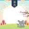 2020 Korean New Year Seollal - Cartoon mouse family with sunrise on spring season background.