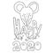 2020 Mouse Happy New Year template badge, insignia. Mouse, Rat horoscope sign. Chinese year of Rat 2020. Hand drawn vector