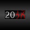 2020. New Year Black Odometer on black background - New Year 2020 design, odometer style with white and red numbers