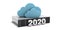 2020. New year, data storage computing cloud and server isolated on white background. 3d illustration