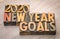 2020 New Year goals word abstract in wood type