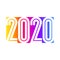 2020 New Year logo design with elegant condensed numbers on background of vivid rainbow gradient. Modern vector illustration