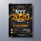 2020 New Year Party Celebration Poster Template Illustration with Shiny Gold Number on Black Background. Vector Holiday