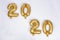 2020 number of gold foiled balloons isolated on transparent background. Happy new year 2020 holiday