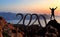 2020 number and a silhouette of hiker enjoying at sunset