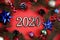 2020 numbers texture surrounded by christmas decoration