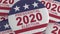 2020 Presidential Election Buttons With US Flag, 3d illustration, Pan Shot