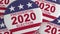 2020 Presidential Election Buttons With US Flag, 3d illustration, Zoom Out