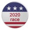 2020 Race Button With US Flag, 3d illustration Isolated On White Background
