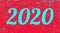 2020 on red grunge background. Two thousand and twenty.  Illustration.