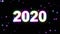2020 text in light big bang explosion rainbow colors shiny animation loop on black background new quality cool nice