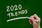 2020 trends chalk drawing on green chalkboard