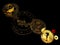 2021 21 golden cogs clock with latin numbers in black background - 3d rendering