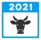 2021 Bull Calendar Raster Flat Icon