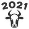 2021 Bull Raster Flat Icon