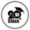 2021 Class of with Graduation Cap in form on stamp. Flat simple design