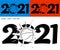 2021 in contrast basketball style with ball and bright blot. Sports design element. Active lifestyle. Vector on white or color