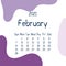 2021 february calendar with abstract shapes. Vector design