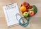 2021 goals on medical clipboard note pad for new year reminder list of yearly planner  health plan for for cholesterol diet