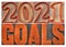 2021 goals word abstract in wood type