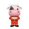2021 Happy Chinese new year, year of the greeting little cute ox cartoon realistic character design isolated on white background