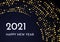 2021 Happy New Year of gold glitter pattern in circle form