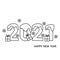 2021 Happy new year lettering greeting in snow. Editable illustration.