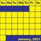 2021 January yellow on blue planner calendar