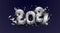 2021 metal silver balls.Happy New year and merry Christmas 2021. Festive vector illustration of sparkling numbers.Numbers,