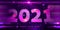 2021. New Year 3d  number year on dark background. Concept holidey with blurred lines and defocus effect