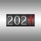 2021. New Year Black Odometer on black background - New Year 2020 design, odometer style with white and red numbers