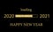 2021 New Year concept with a gold glitter bar loading on a black background with years.
