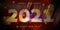 2021. New Year  geometric  number year design on dark background. Concept holidey with blurred lines and abstract shapes