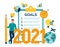 2021 New Year Goals Checklist. Future Goal And Plans. List For Upcoming New Year Making Yearly Planning For 2021. Business