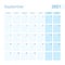 2021 September wall planner in blue pastel color, week starts on Monday