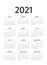 2021 Spanish Calendar. Vector illustration. Template year planner