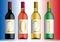 The 2021 vintage is written on four bottles of wines of different colors.