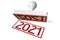 2021 - white and red rubber stamp