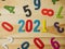 The 2021 wood number multi colour  for new year content