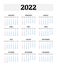2022 annual calendar. Vector illustration
