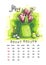 2022 Calendar May. Funny cartoon flowers, flowerpot, easter eggs, candle, tulips