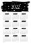 2022 Calendar template with stars and dots. Magic cute clipart