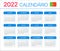 2022 Calendar - vector template graphic illustration - Portuguese version. Translation: Calendar. Names of Months. Names of Days.
