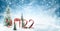 2022 Christmas background with firs and gift box