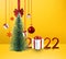 2022 Christmas hanging snowy fir, gift boxes