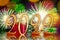 2022 golden numbers, fireworks background new year card