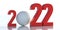 2022 golf ball between red digits isolated on white background. 3d illustration